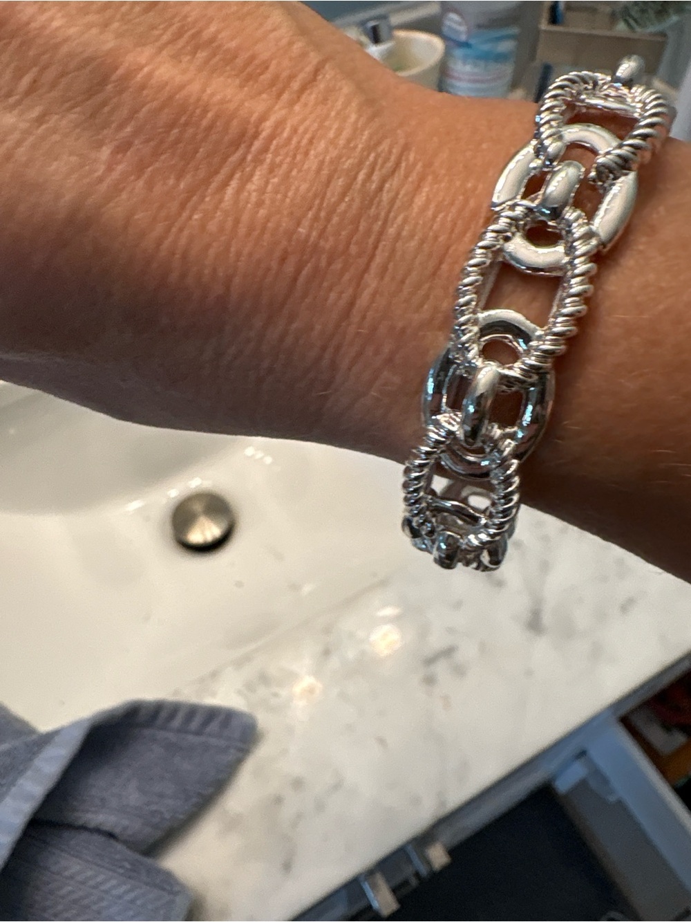 Silver Stretch Chain Link Bracelet Coastal Chic